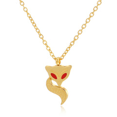 Red Enamel & 18K Gold-Plated Fox Pendant Necklace