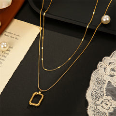 18K Gold-Plated Open Rectangle Pendant Necklace & Chain Necklace