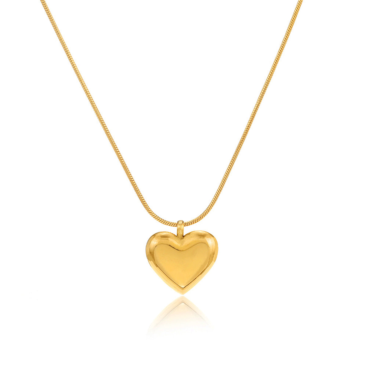 18K Gold-Plated Heart Pendant Necklace, gold pendant necklace for women, botanical inspired, front view