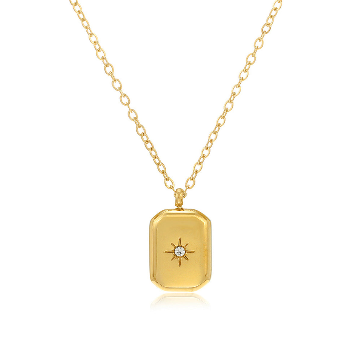 Cubic Zirconia & 18K Gold-Plated Star Card Pendant Necklace
