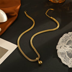 Beautiful 18K gold-plated ball necklace with a mesh chain, showcasing a striking gold ball pendant for a touch of elegance.