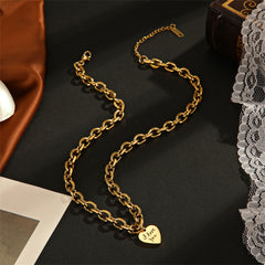 18K Gold-Plated 'I Love You' Heart Pendant Necklace