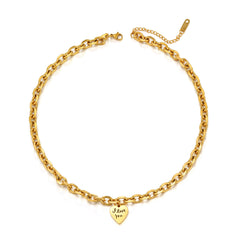 18K Gold-Plated 'I Love You' Heart Pendant Necklace