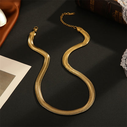 18K Gold-Plated Snake Chain Necklace, gold pendant necklace for women, dainty minimalist design, side view