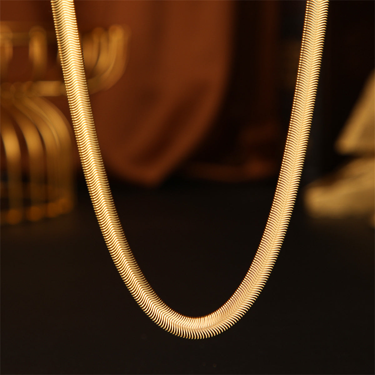 18K Gold-Plated Snake Chain Necklace, gold pendant necklace for women, dainty minimalist design, styled look