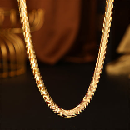 18K Gold-Plated Snake Chain Necklace, gold pendant necklace for women, dainty minimalist design, styled look