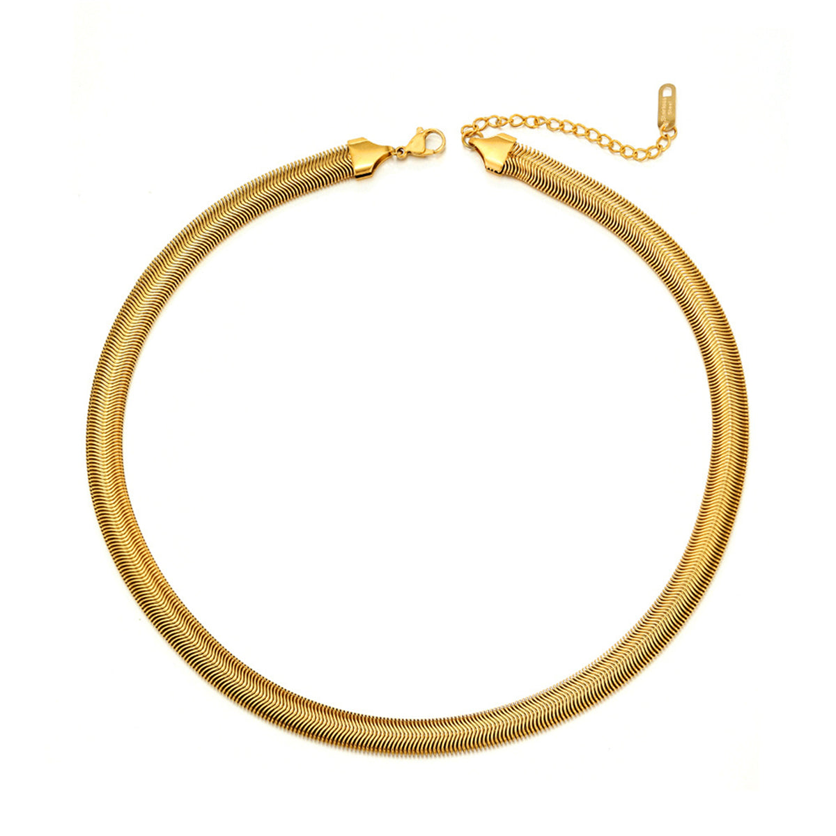 18K Gold-Plated Snake Chain Necklace, gold pendant necklace for women, dainty minimalist design, front view