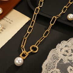 Pearl & 18K Gold-Plated Chain Pendant Necklace
