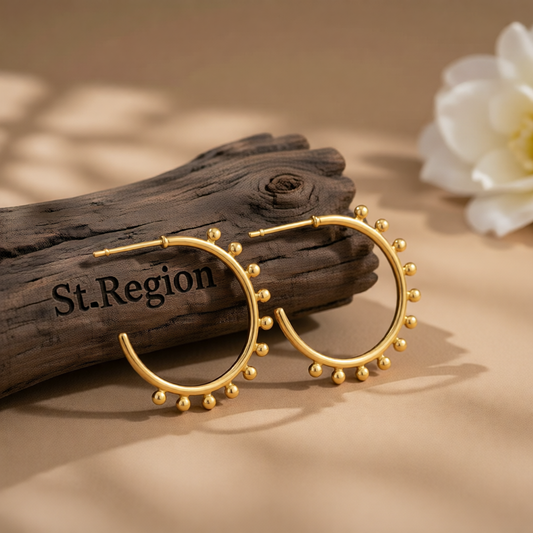 18K Gold-Plated Botanical Huggie Earrings