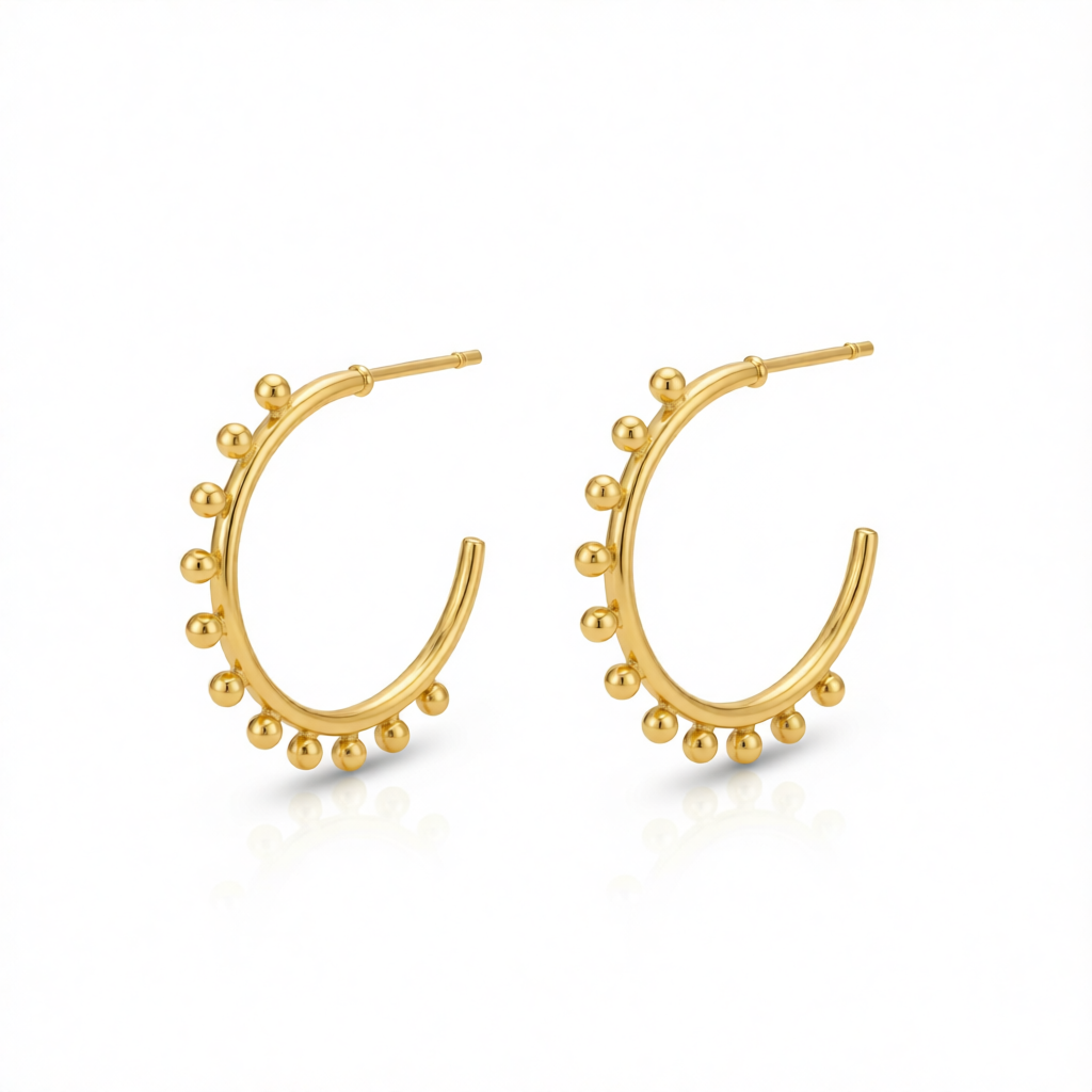 18K Gold-Plated Botanical Huggie Earrings