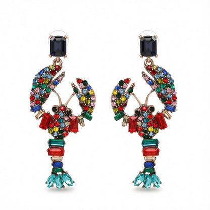 Crystal and Cubic Zirconia Lobster Drop Earrings, drop earrings for women, dainty minimalist design, side view