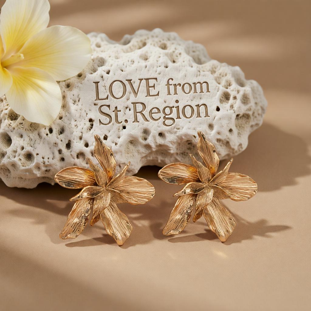 18K Gold-Plated Etched Floral Stud Earrings, cubic zirconia stud earrings for women, vintage-inspired design, lifestyle look