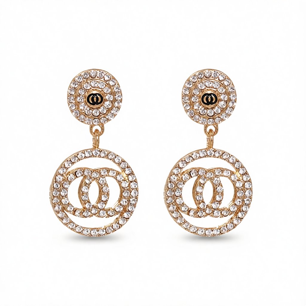 Cubic Zirconia and 18K Gold-Plated Lock Drop Earrings, gold drop earrings for women, elegant gift for her, side view