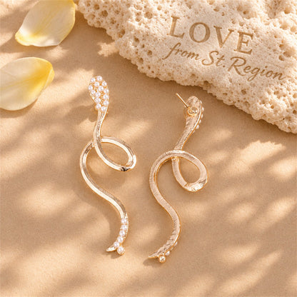 Pearl and 18K Gold-Plated Snake Drop Earrings, gold drop earrings for women, elegant gift for her, lifestyle look
