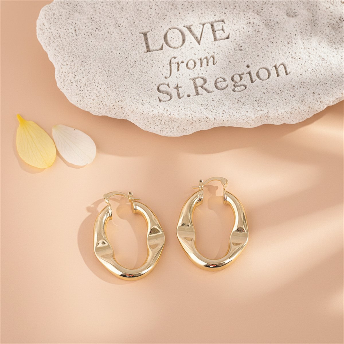 18K Gold-Plated Indented Hoop Earrings, gold hoop earrings for women, dainty minimalist design, lifestyle look