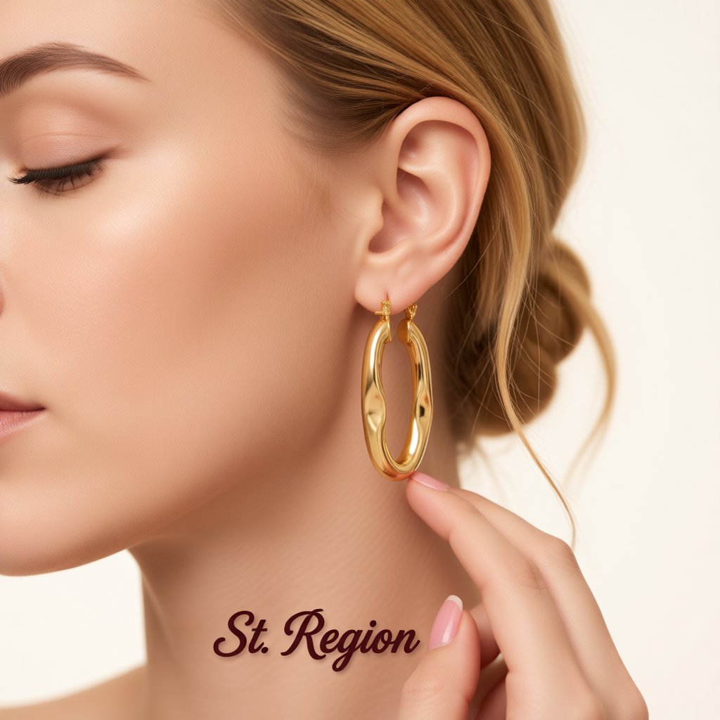18K Gold-Plated Indented Hoop Earrings, gold hoop earrings for women, dainty minimalist design, styled look