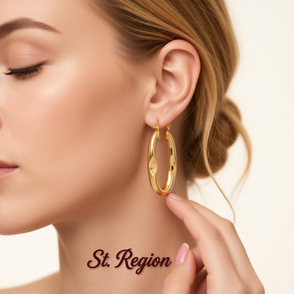 18K Gold-Plated Indented Hoop Earrings, gold hoop earrings for women, dainty minimalist design, styled look