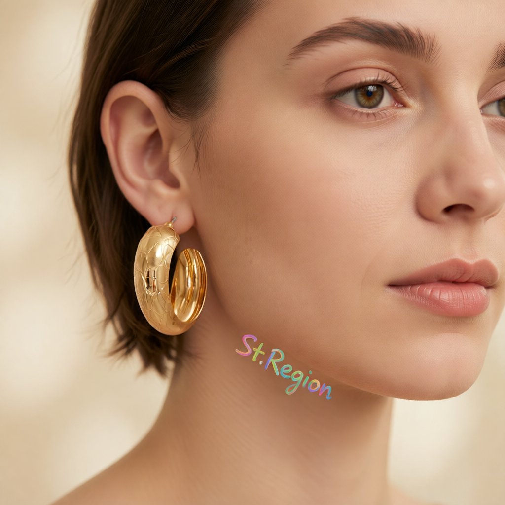 18K Gold-Plated Serpentine Hoop Earrings, gold huggie earrings, elegant gift for her, styled look