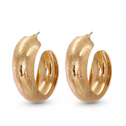 18K Gold-Plated Serpentine Hoop Earrings, gold huggie earrings, elegant gift for her, side view