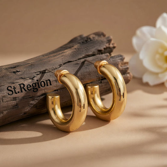 18K Gold-Plated Smooth Hoop Earrings