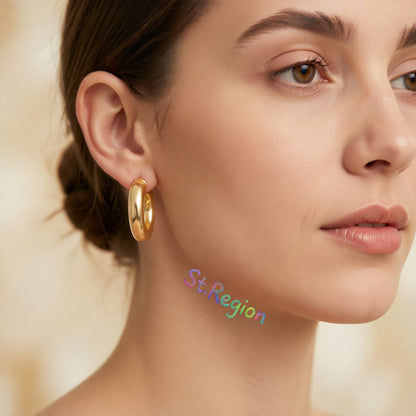 18K Gold-Plated Smooth Hoop Earrings