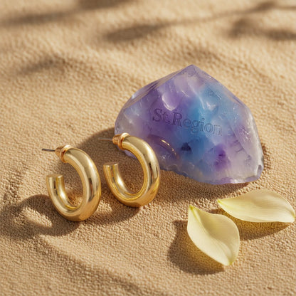 18K Gold-Plated Smooth Hoop Earrings
