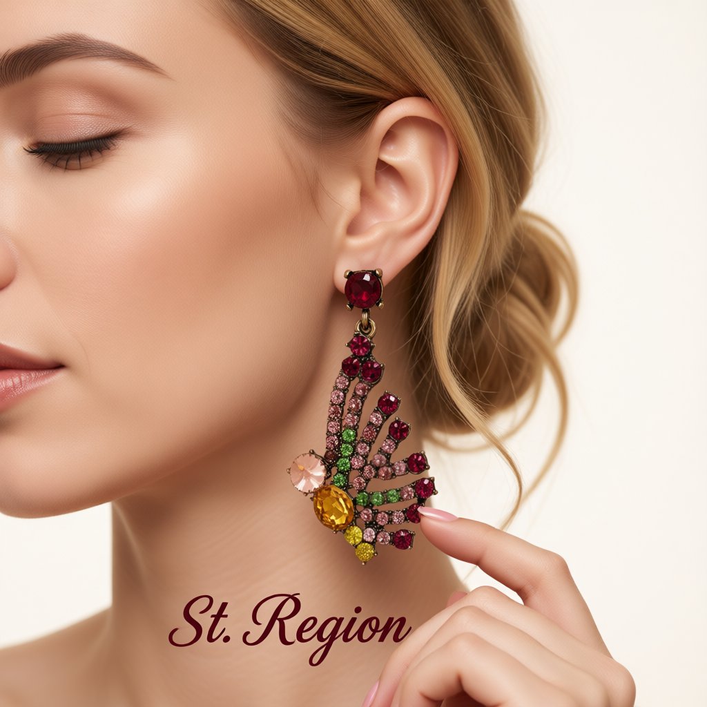 Cubic Zirconia and Orange Crystal 18K Gold-Plated Butterfly Drop Earrings, gold drop earrings for women, styled look