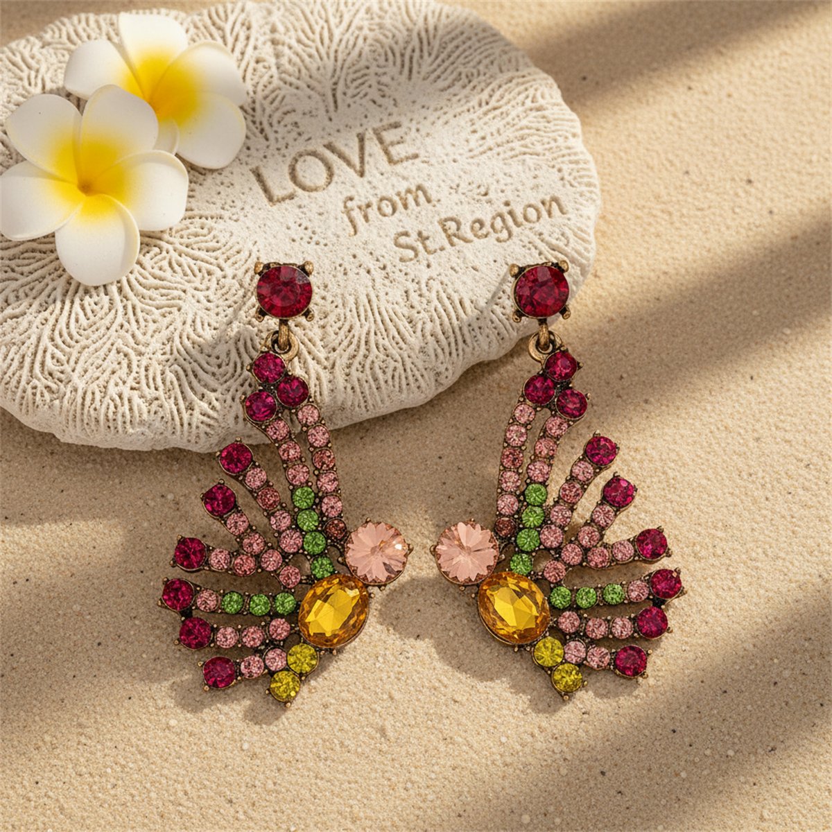 Cubic Zirconia and Orange Crystal 18K Gold-Plated Butterfly Drop Earrings, gold drop earrings for women, lifestyle look