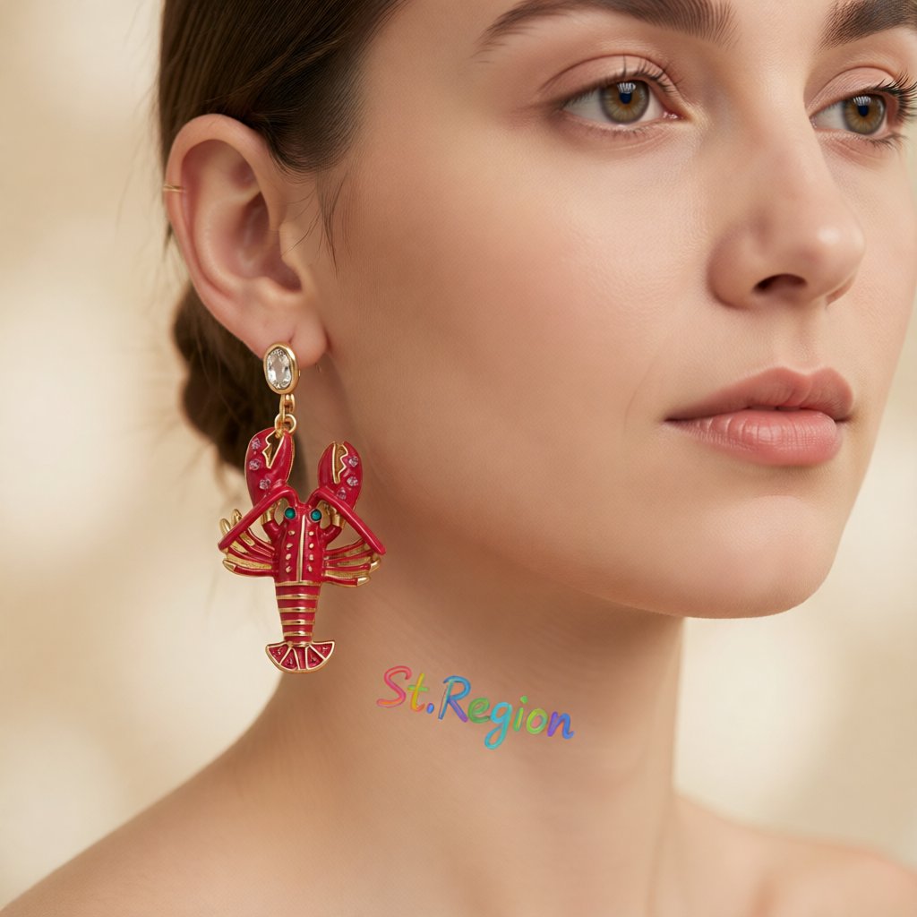 Cubic Zirconia and Enamel 18K Gold-Plated Lobster Drop Earrings, gold drop earrings for women, styled look