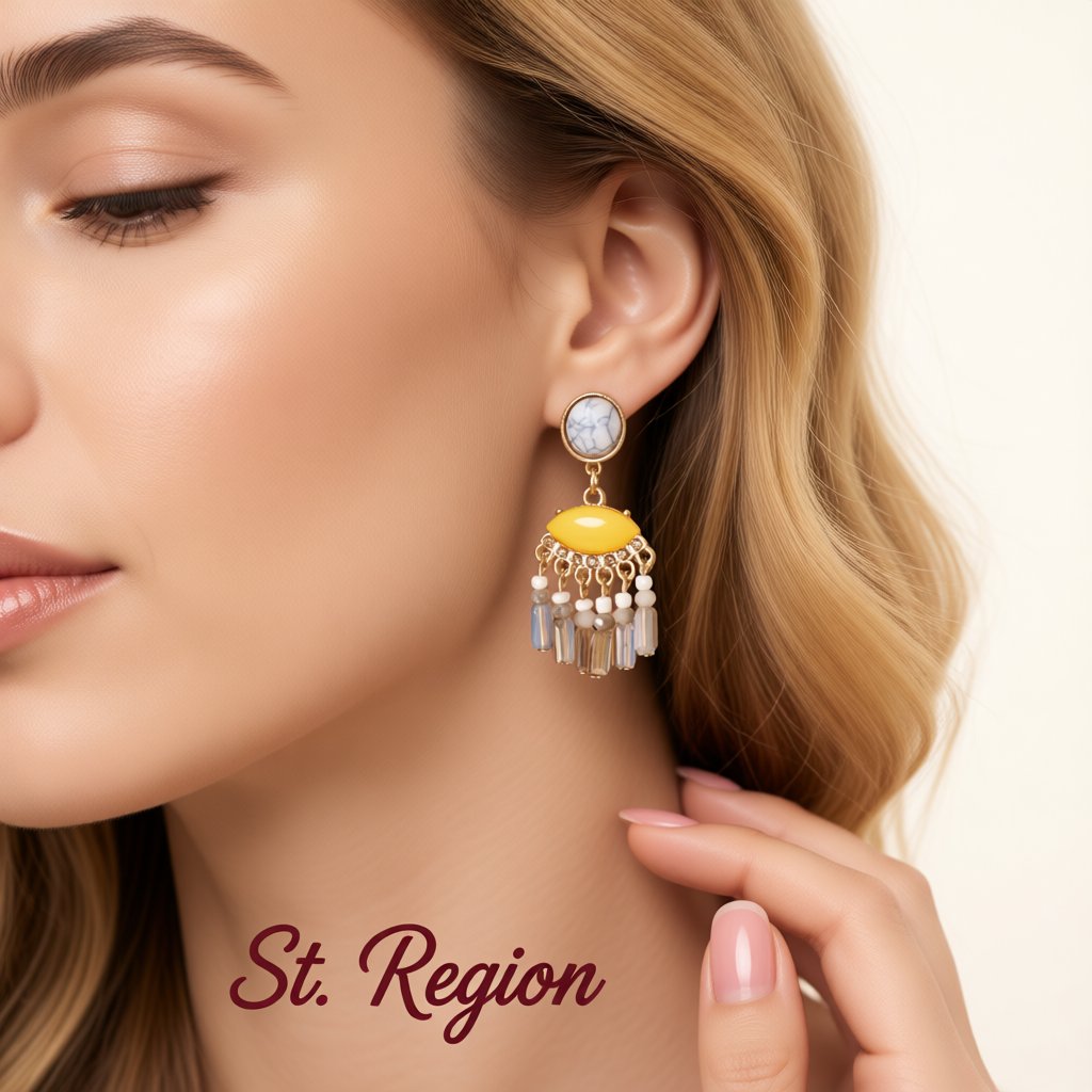 Turquoise and Gray Cubic Zirconia Tassel Drop Earrings, drop earrings for women, everyday style, styled look