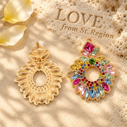 Multicolor Crystal and Cubic Zirconia Geometric Drop Earrings, drop earrings for women, elegant gift for her, lifestyle look
