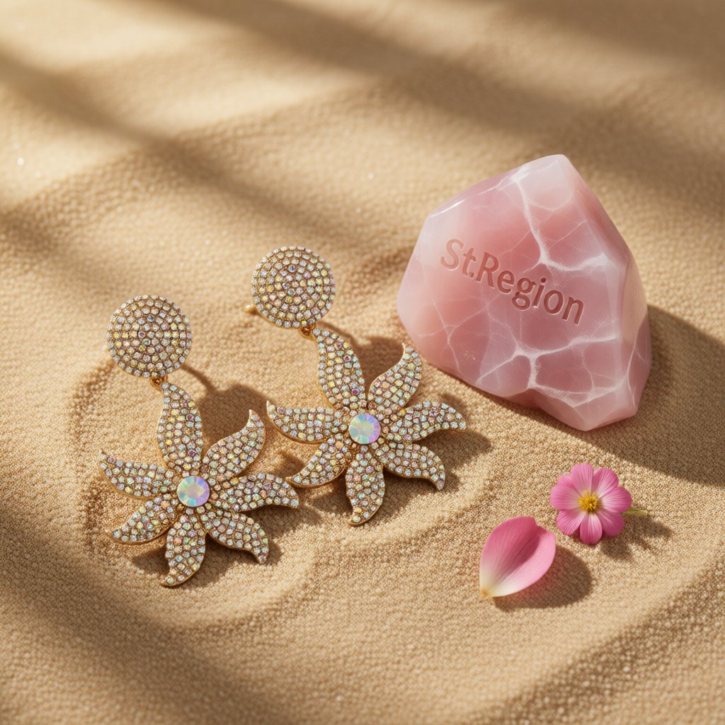 Cubic Zirconia and 18K Gold-Plated Round Flower Drop Earrings, gold drop earrings for women, detail close-up