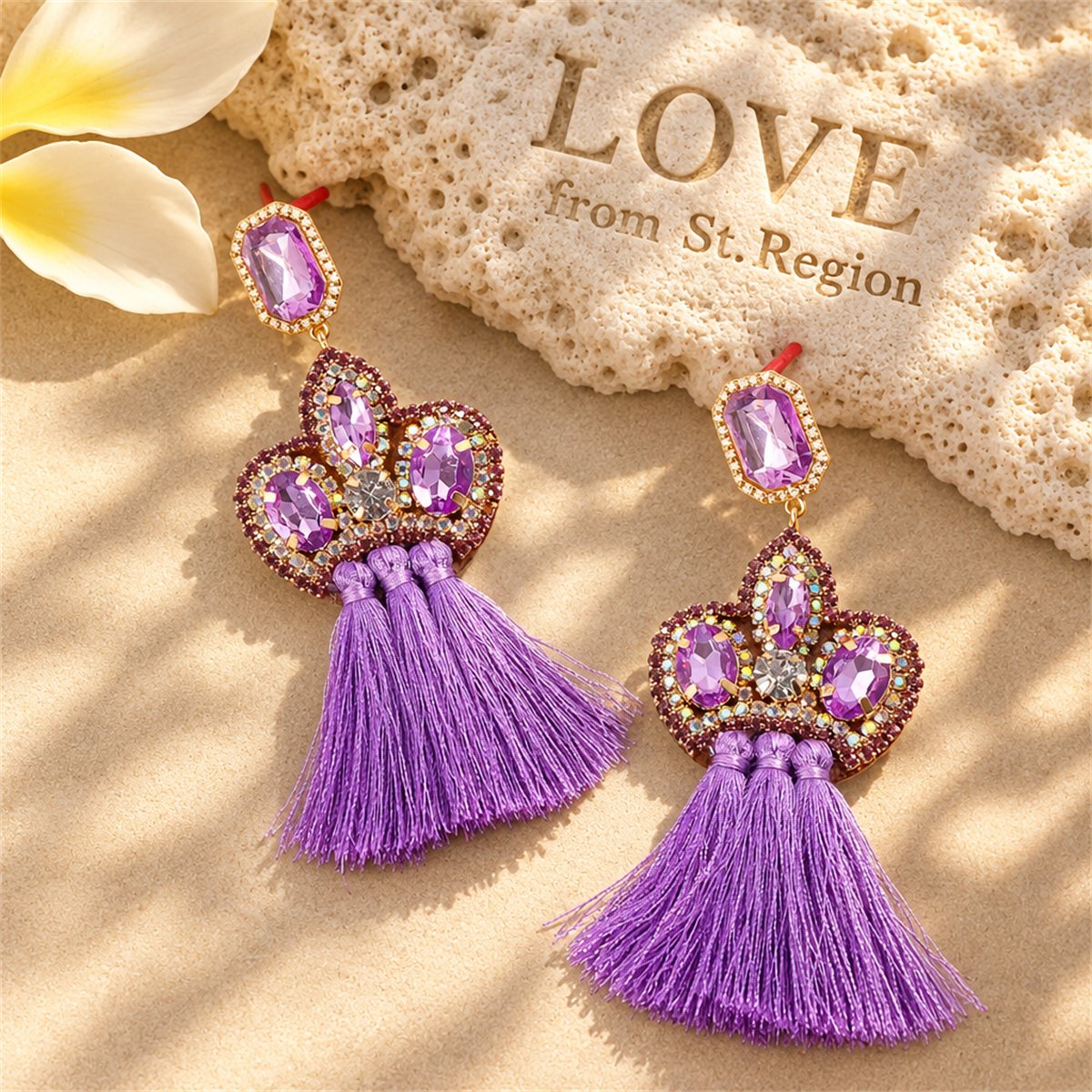 Crystal and Cubic Zirconia Fringe Drop Earrings, drop earrings for women, botanical inspired, lifestyle look