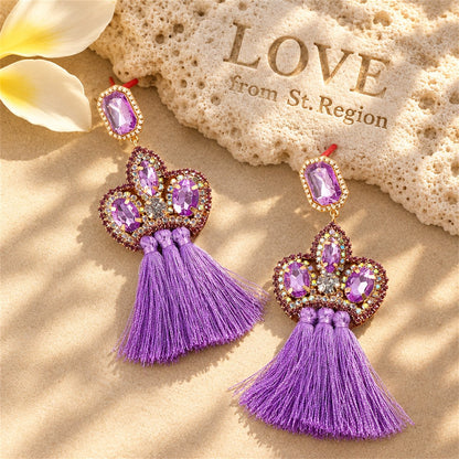 Crystal and Cubic Zirconia Fringe Drop Earrings, drop earrings for women, botanical inspired, lifestyle look