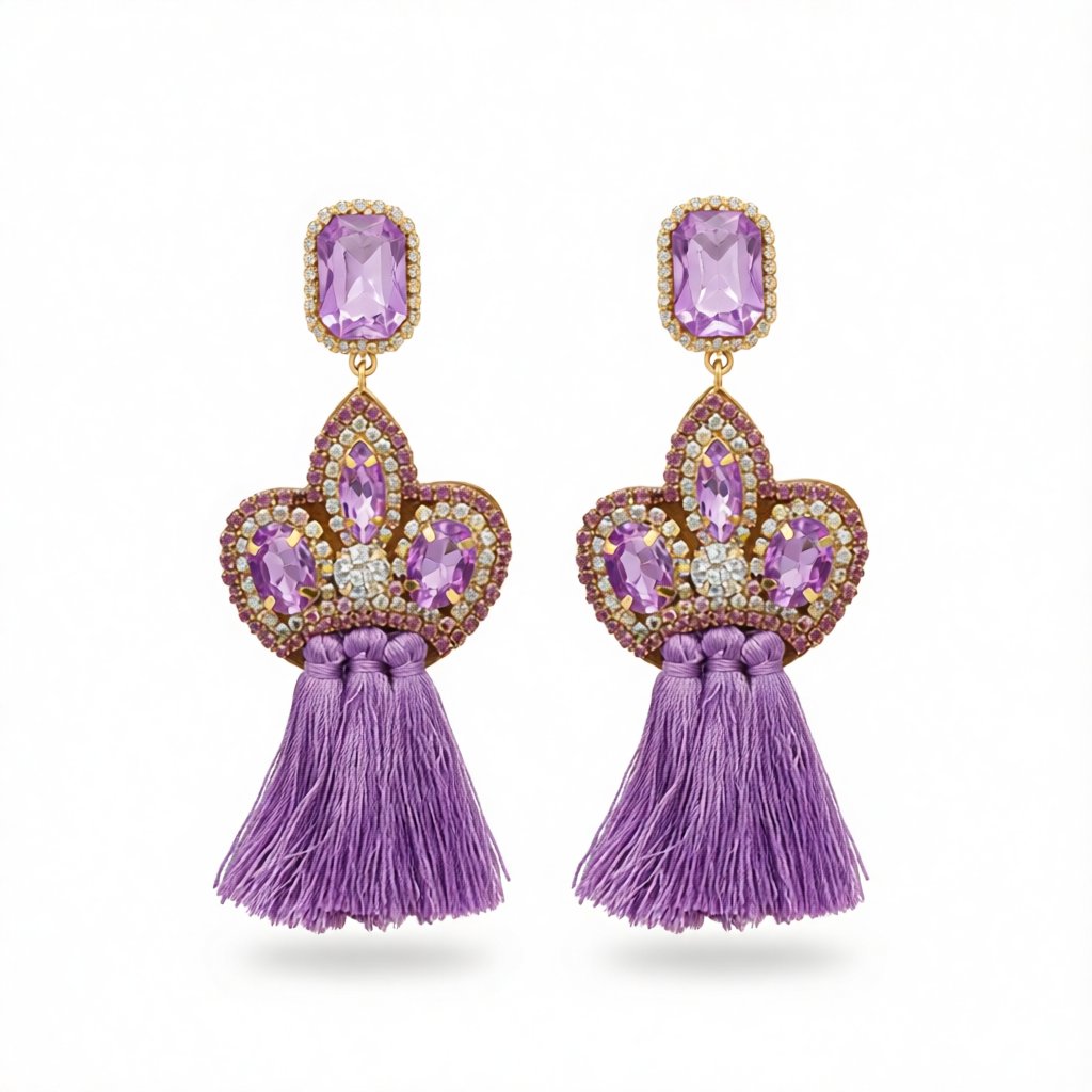 Crystal and Cubic Zirconia Fringe Drop Earrings, drop earrings for women, botanical inspired, side view