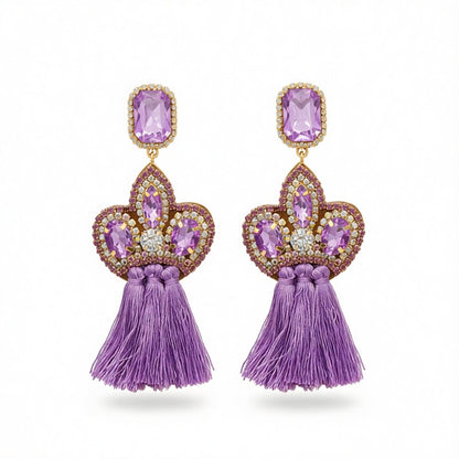 Crystal and Cubic Zirconia Fringe Drop Earrings, drop earrings for women, botanical inspired, side view