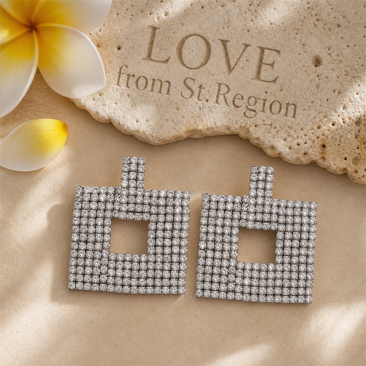 Cubic Zirconia and Silver-Plated Open Square Drop Earrings, silver drop earrings for women, everyday style, lifestyle look