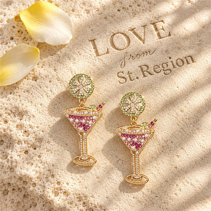 Purple Cubic Zirconia and Pearl Wine Glass Drop Earrings, drop earrings for women, everyday style, lifestyle look