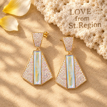 Cubic Zirconia and Crystal 18K Gold-Plated Abstract Drop Earrings, gold drop earrings for women, lifestyle look