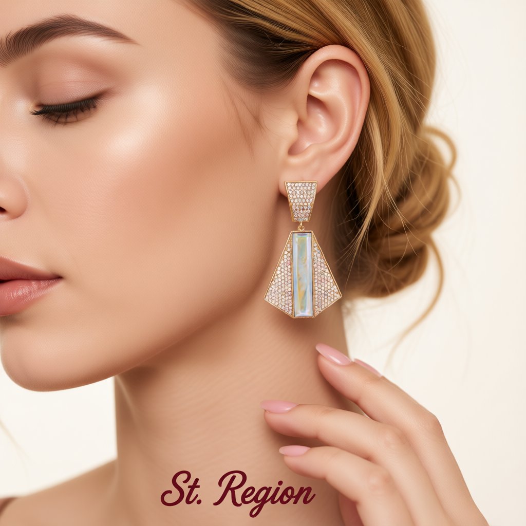 Cubic Zirconia and Crystal 18K Gold-Plated Abstract Drop Earrings, gold drop earrings for women, styled look