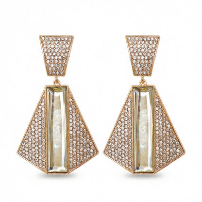 Cubic Zirconia and Baguette Crystal Drop Earrings, drop earrings for women, everyday style, side view