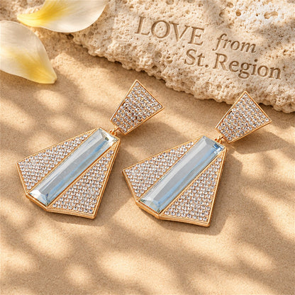 Cubic Zirconia and Baguette Crystal Drop Earrings, drop earrings for women, everyday style, lifestyle look