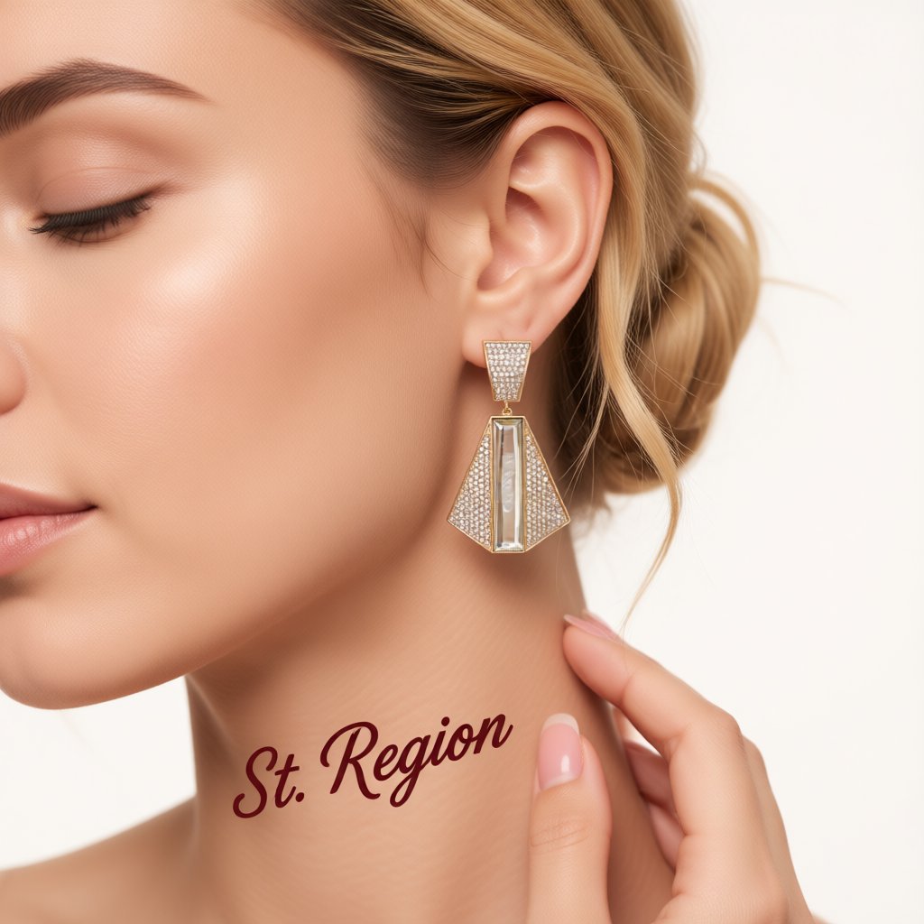 Cubic Zirconia and Baguette Crystal Drop Earrings, drop earrings for women, everyday style, styled look