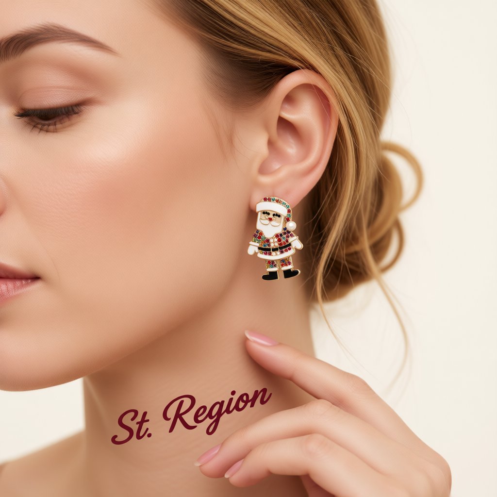 Jewel-Tone Cubic Zirconia and Pearl Santa Stud Earrings, cubic zirconia stud earrings for women, styled look