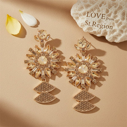 Yellow Crystal and Cubic Zirconia Sunflower Drop Earrings, drop earrings for women, lifestyle look