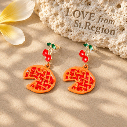 Orange Enamel and Resin Tiered Cherry Pomegranate Drop Earrings, drop earrings for women, lifestyle look