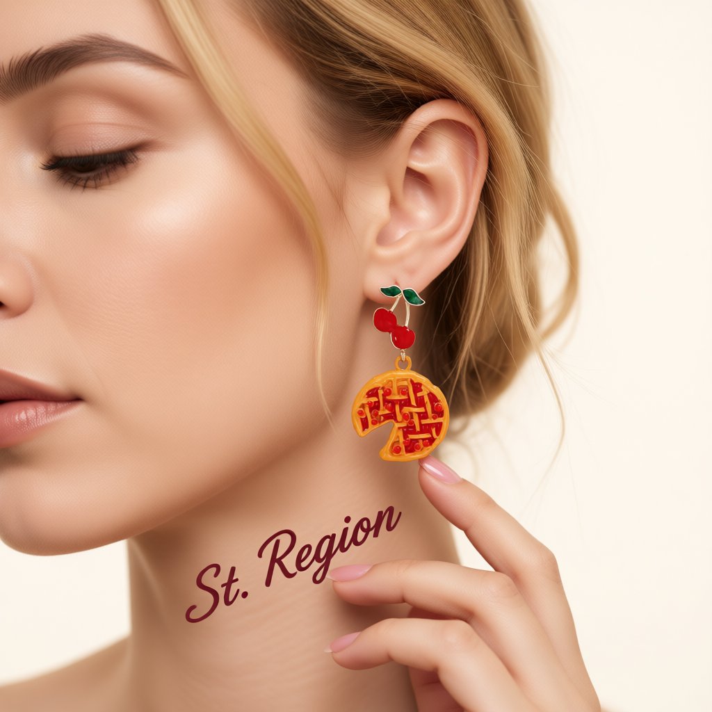 Orange Enamel and Resin Tiered Cherry Pomegranate Drop Earrings, drop earrings for women, elegant gift for her, styled look