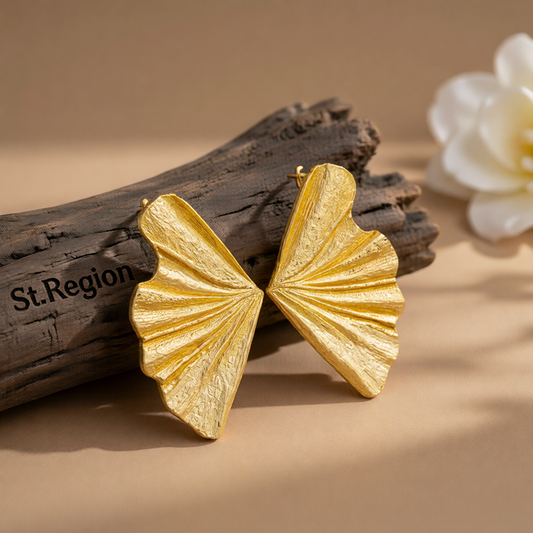 18K Gold-Plated Fan Stud Earring
