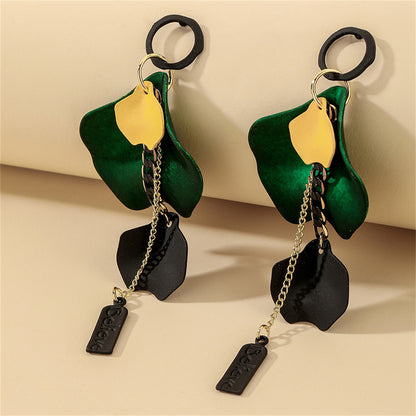 Green Acrylic and 18K Gold-Plated Rose Petal 'Believe' Drop Earrings, gold drop earrings for women, side view
