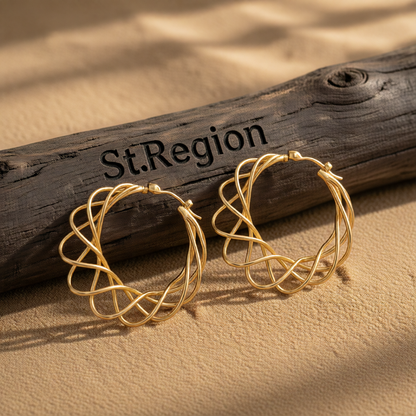 18K Gold-Plated Abstract Nest Hoop Earrings